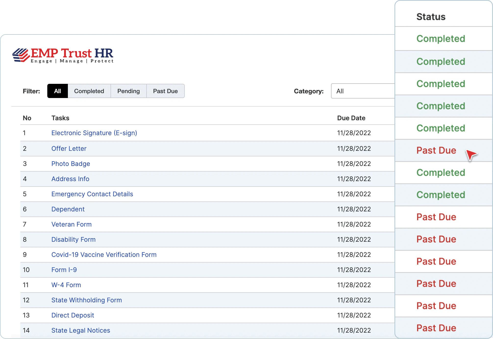 screenshot of EMP Trust HR